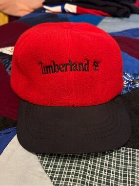 Timberland Red Crown Black Brim Wool Cap